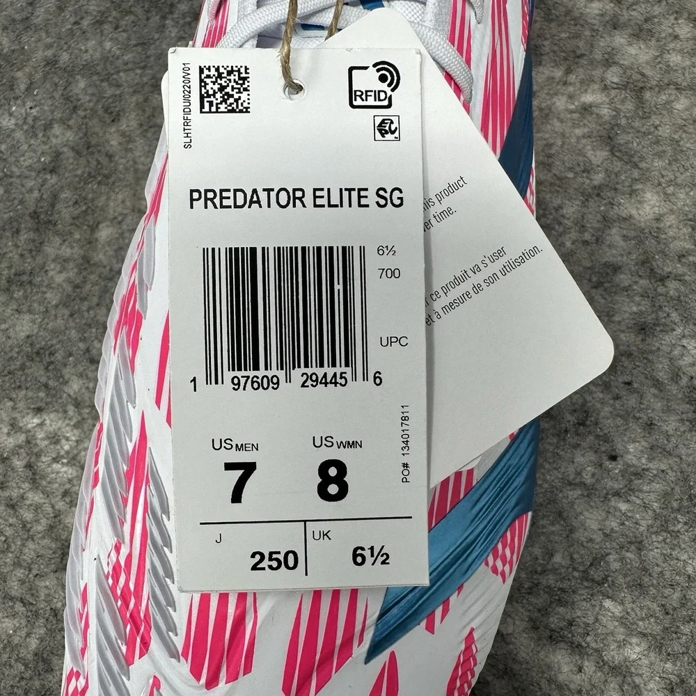 Adidas Predator Elite SG Soccer Cleats Mens Size 7 White Pink Blue IF6325